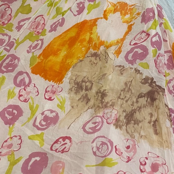 Anthropologie Floreat Morning Stroll Cat Dress Fit Flare Floral Smocked Retro 6 - Picture 4 of 16